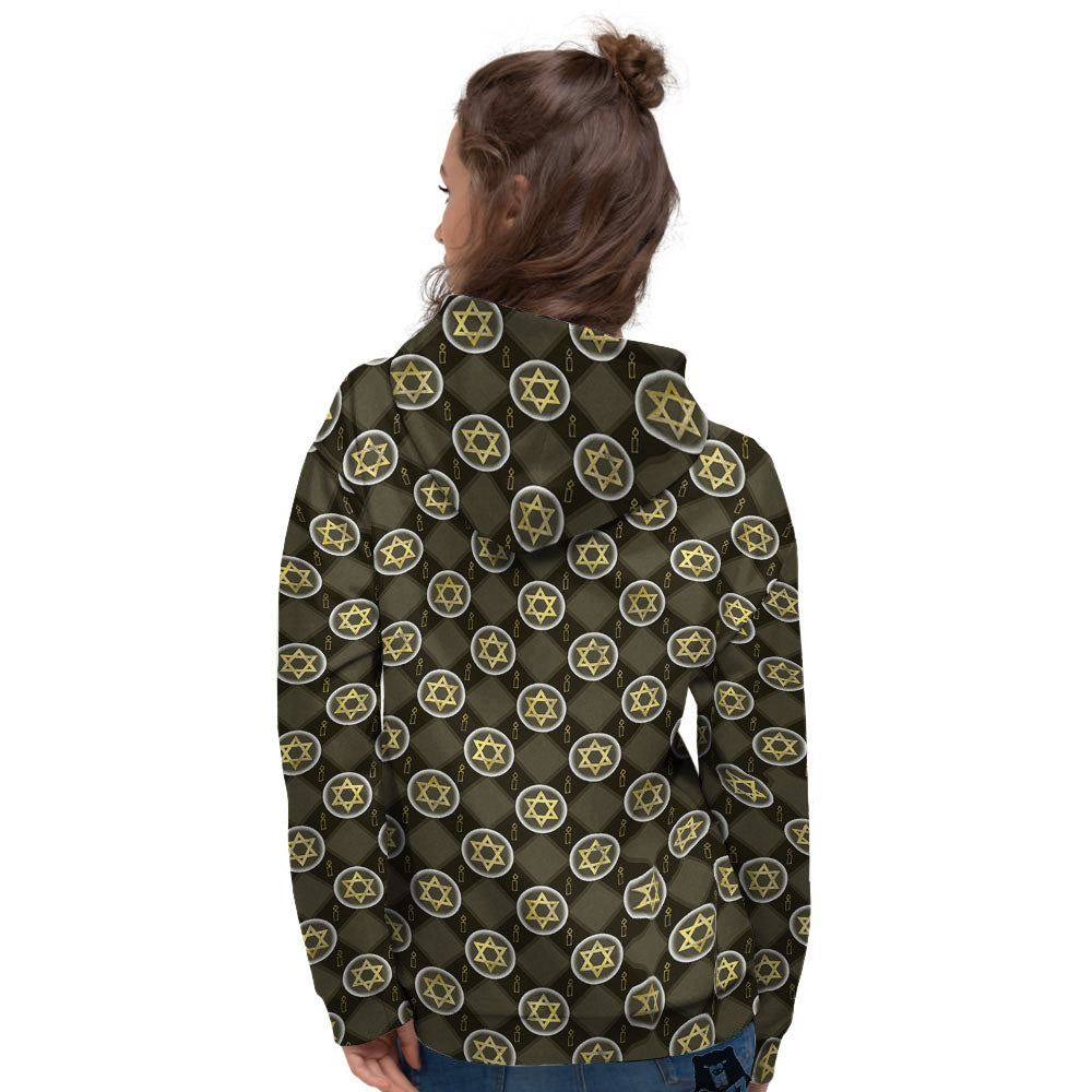 Star Of David Flaming Print Women's Hoodie-grizzshop