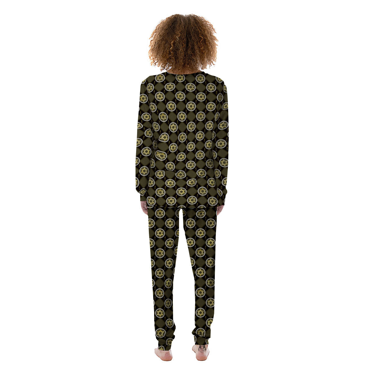 Star Of David Flaming Print Women's Pajamas-grizzshop