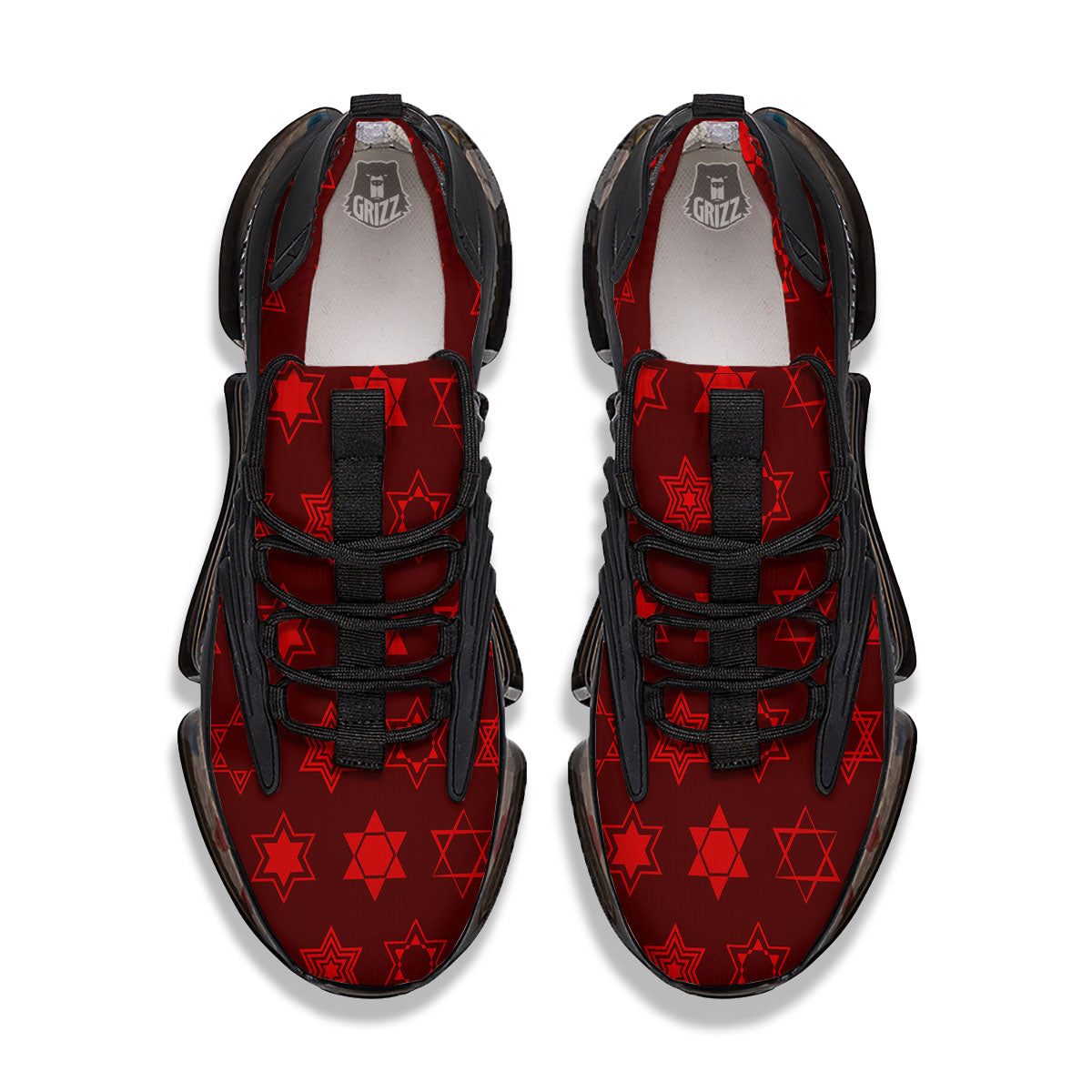 Star Of David Geometric Print Black Gym Shoes-grizzshop