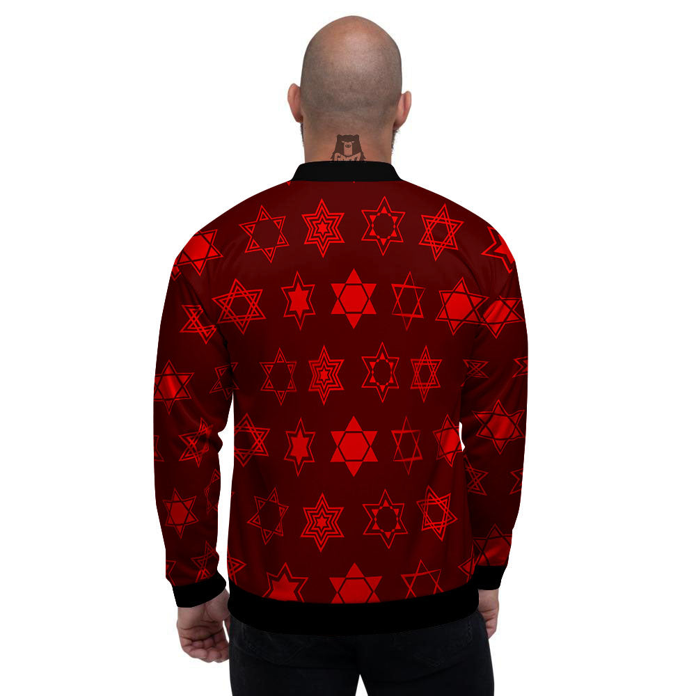 Star Of David Geometric Print Men's Bomber Jacket-grizzshop