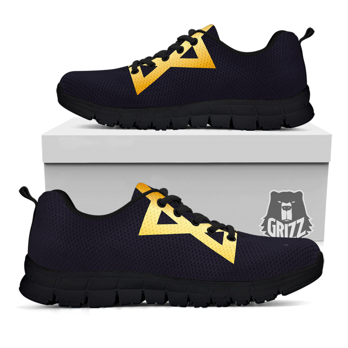 Star Of David Golden Print Black Sneaker-grizzshop