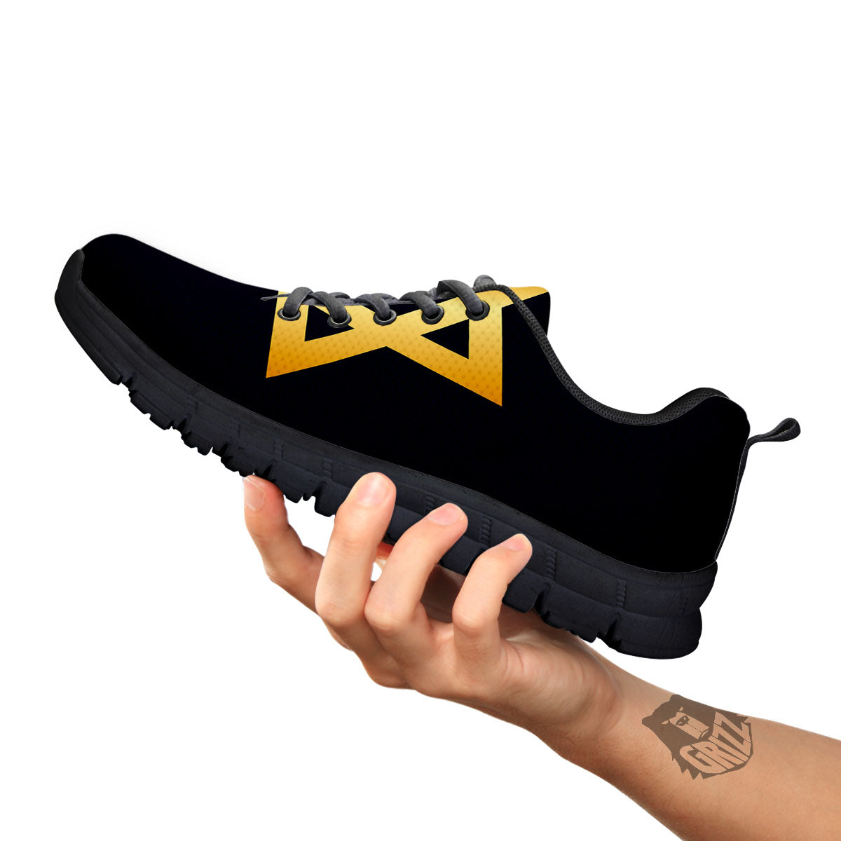Star Of David Golden Print Black Sneaker-grizzshop