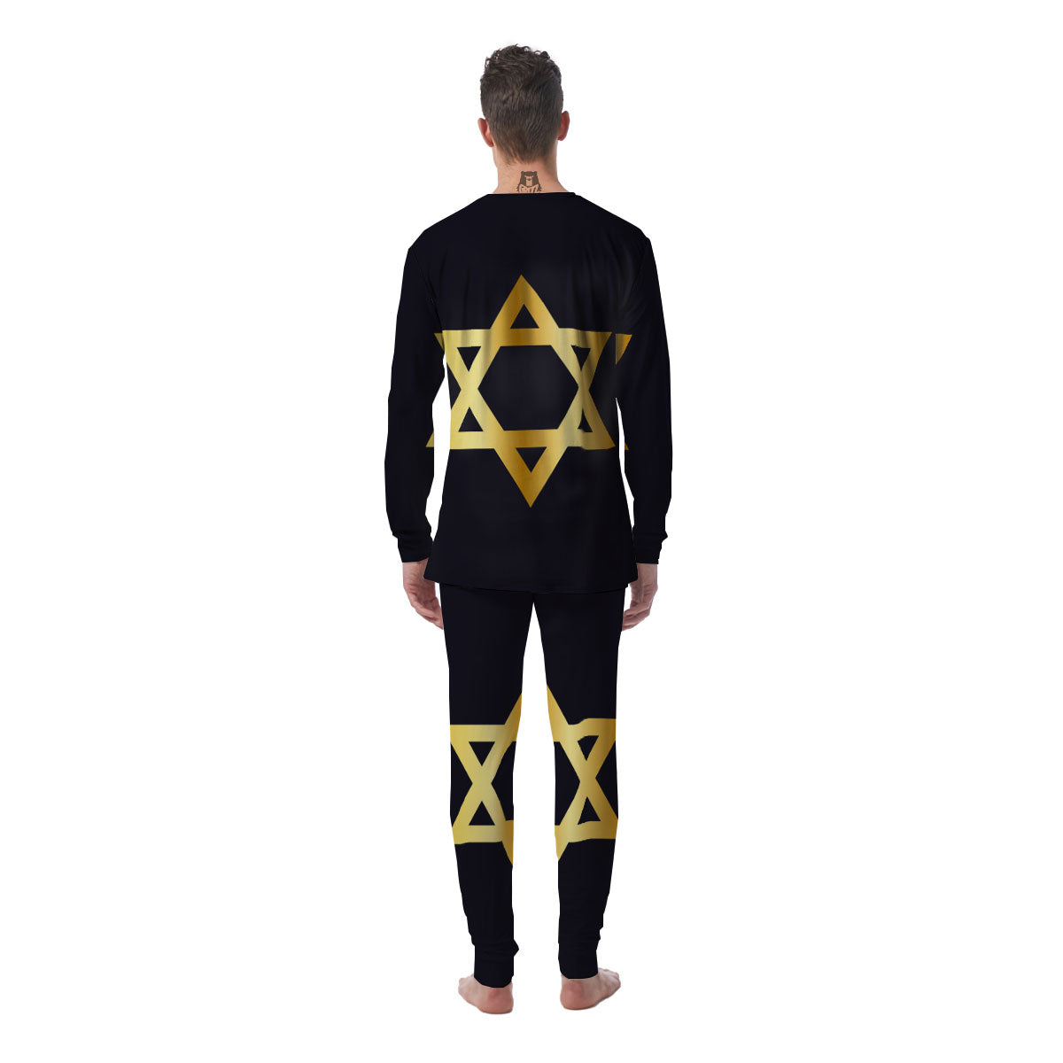 Star Of David Golden Print Men's Pajamas-grizzshop