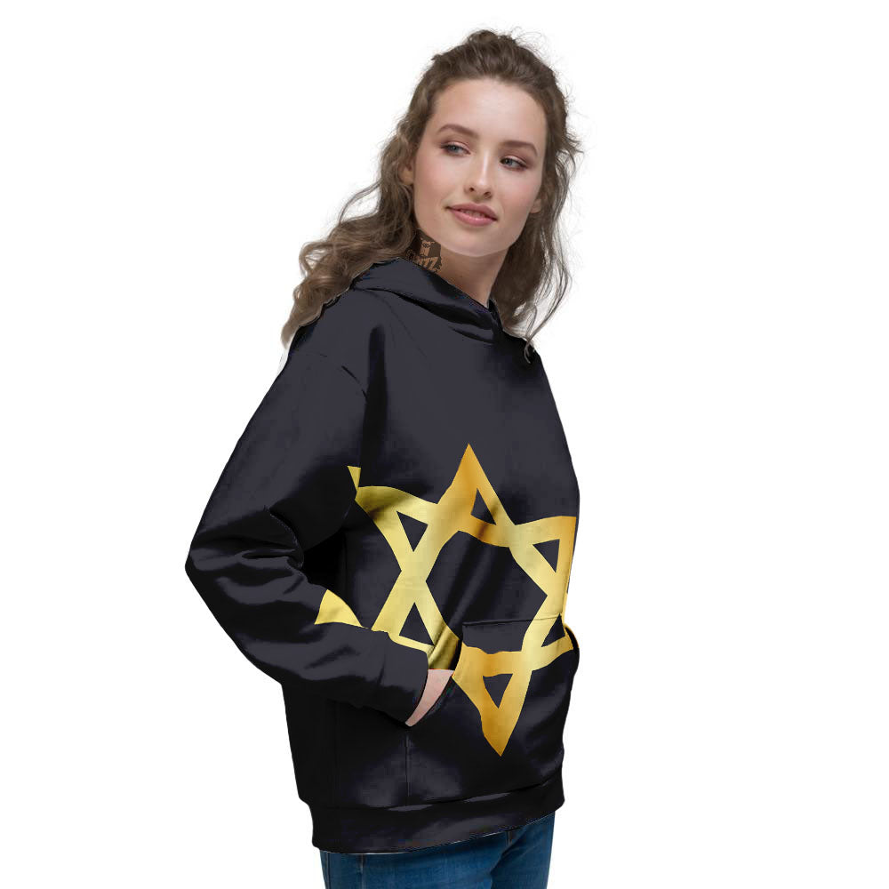 Star Of David Golden Print Women's Hoodie-grizzshop