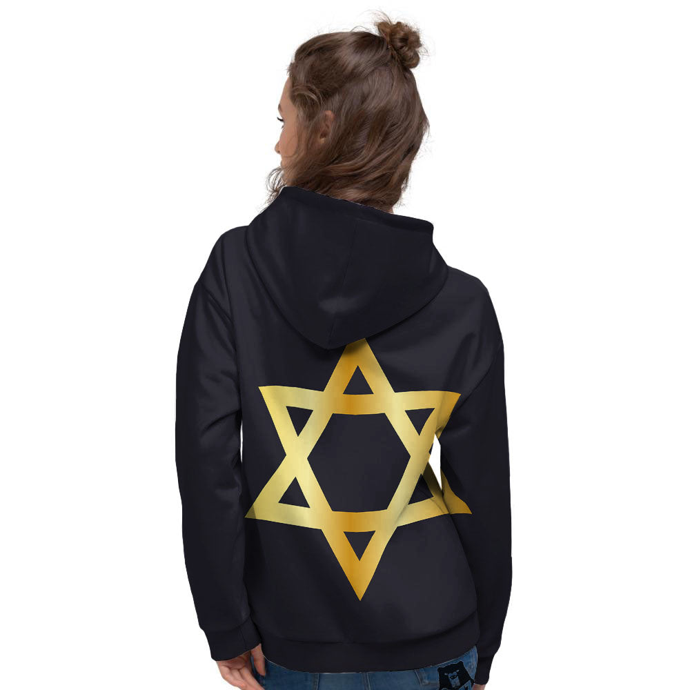 Star Of David Golden Print Women's Hoodie-grizzshop