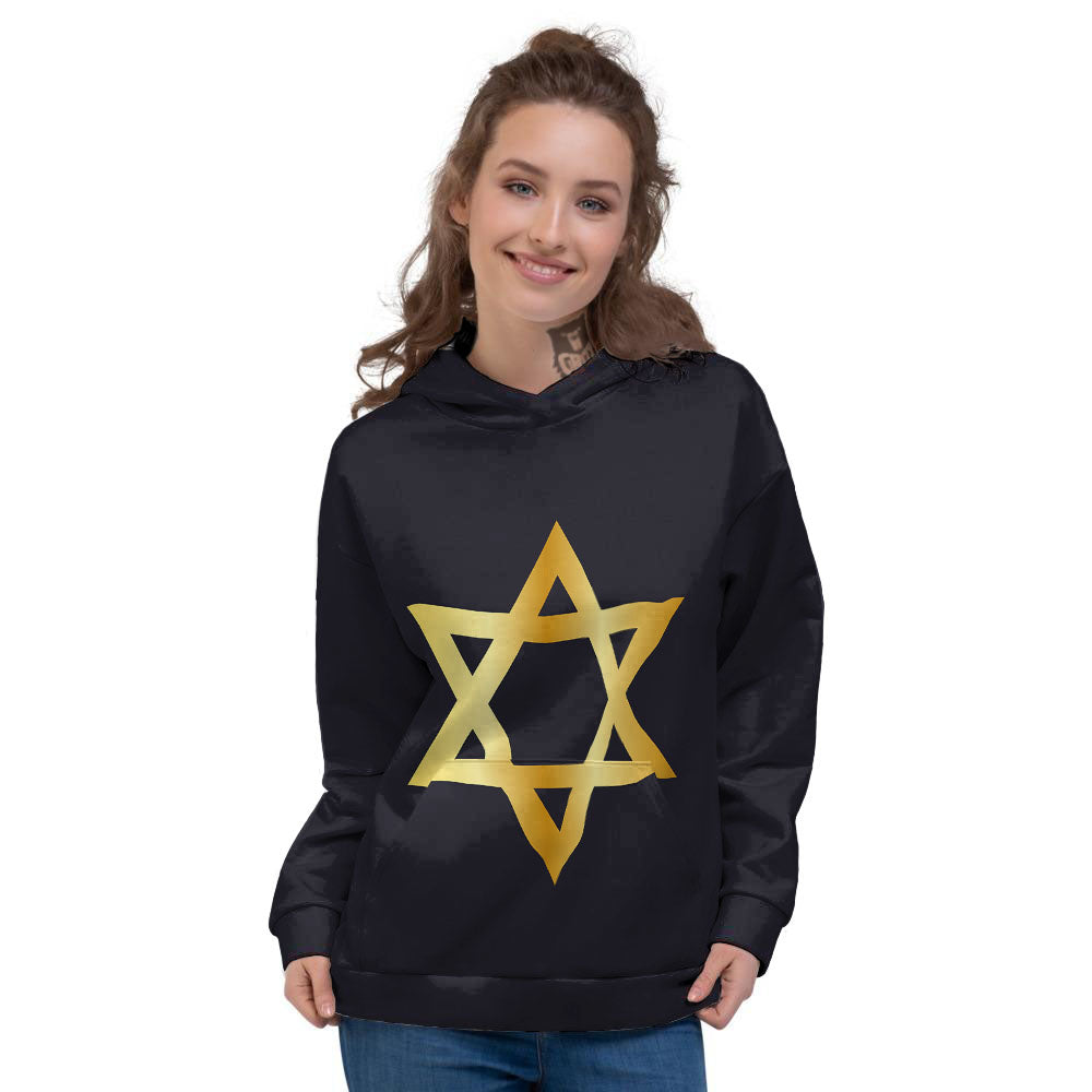 Star Of David Golden Print Women's Hoodie-grizzshop