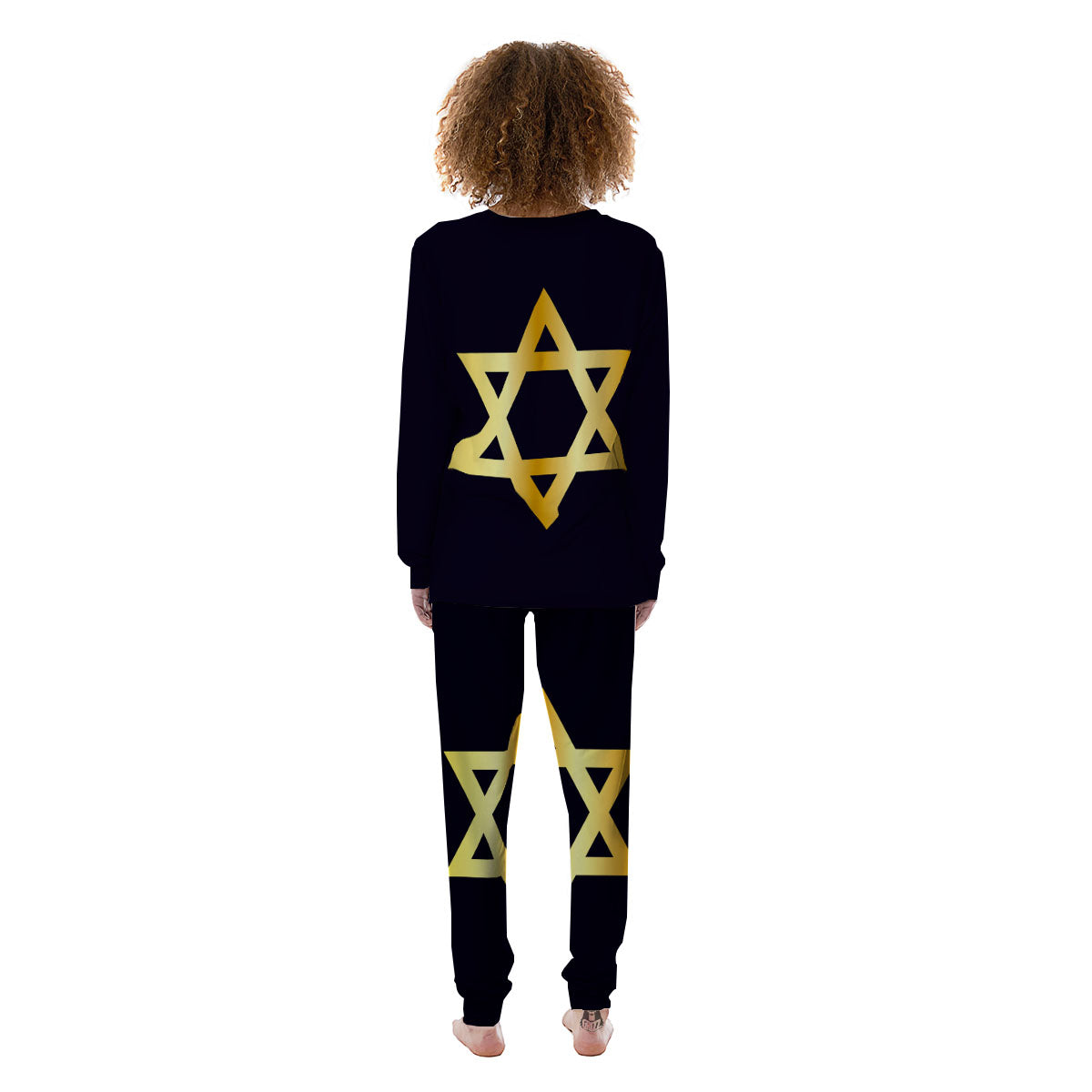 Star Of David Golden Print Women's Pajamas-grizzshop