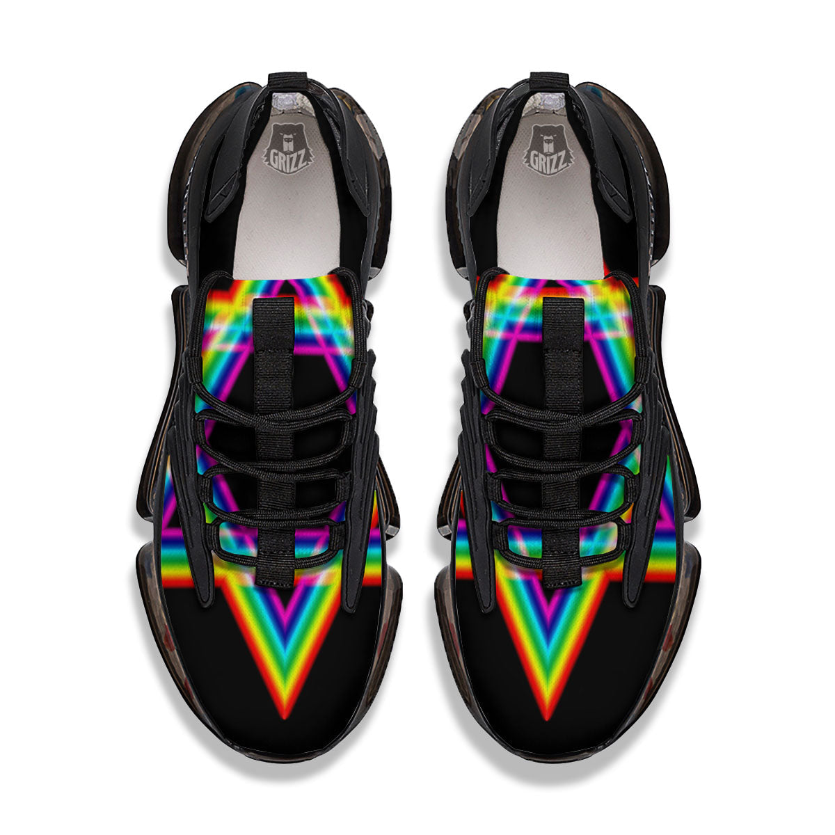 Star Of David Rainbow Print Black Gym Shoes-grizzshop