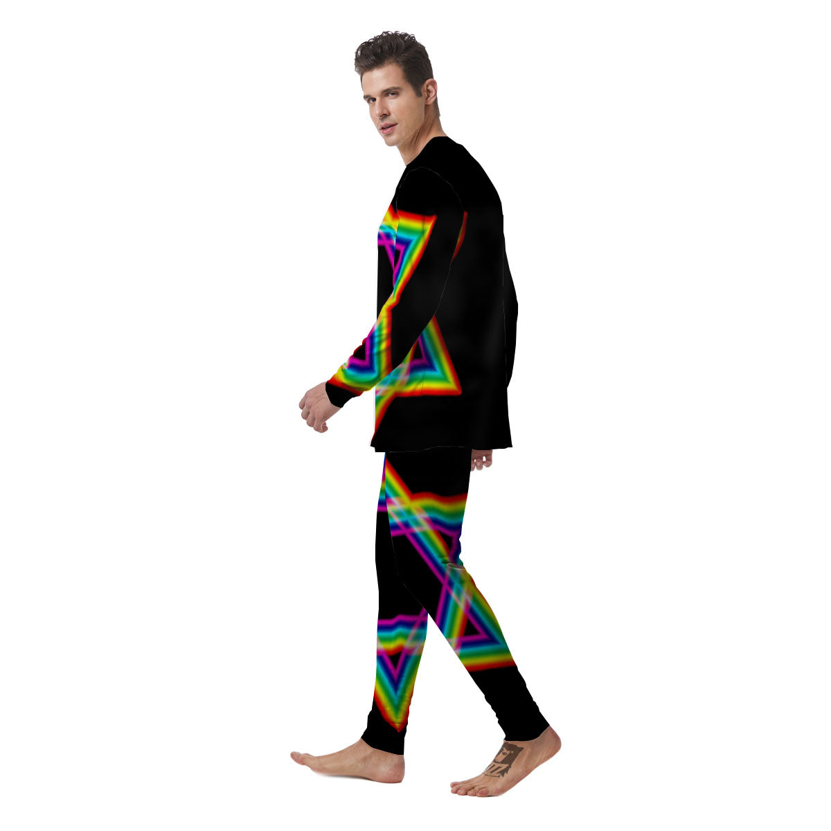 Star Of David Rainbow Print Men's Pajamas-grizzshop