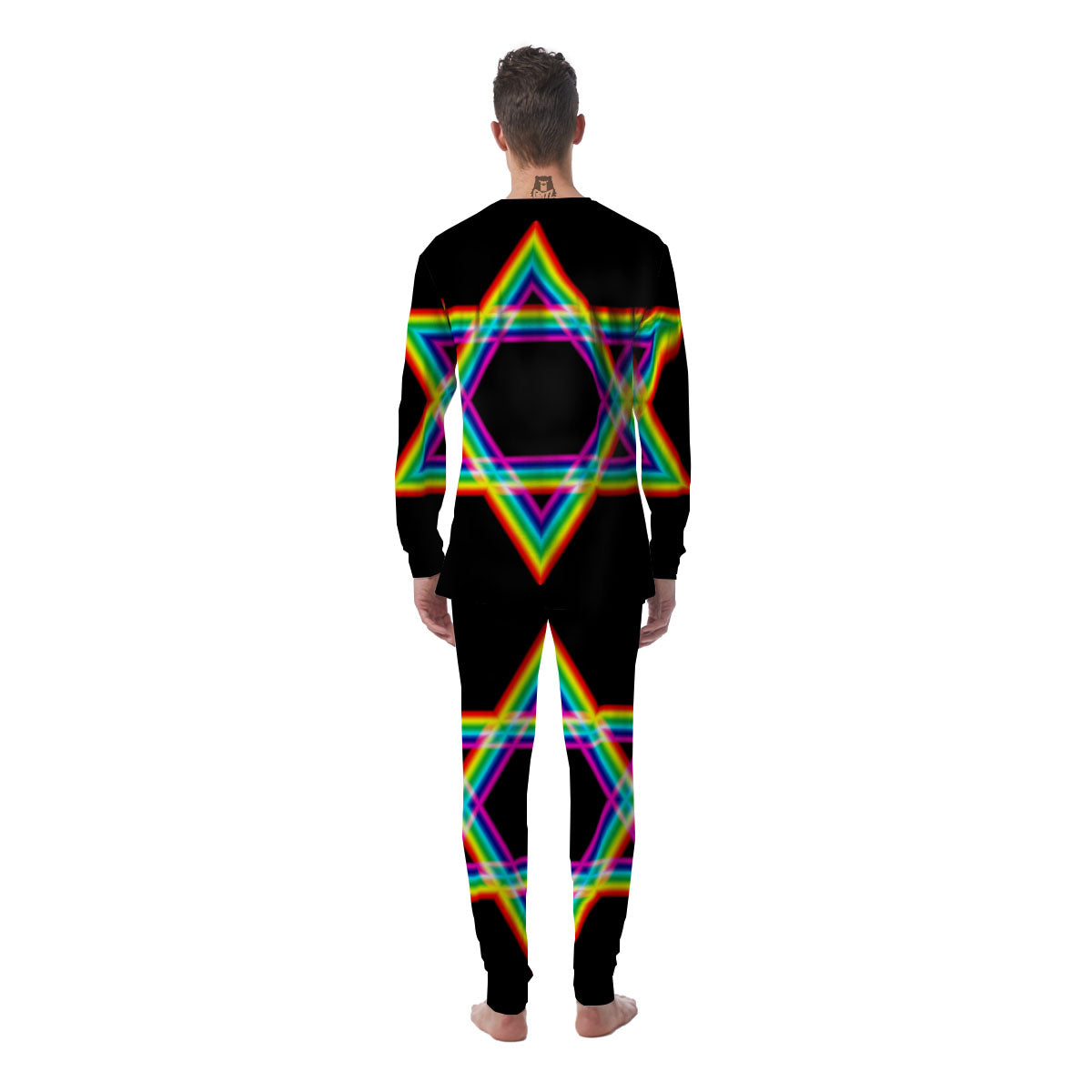 Star Of David Rainbow Print Men's Pajamas-grizzshop