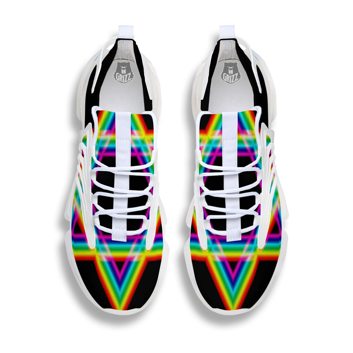 Star Of David Rainbow Print White Gym Shoes-grizzshop