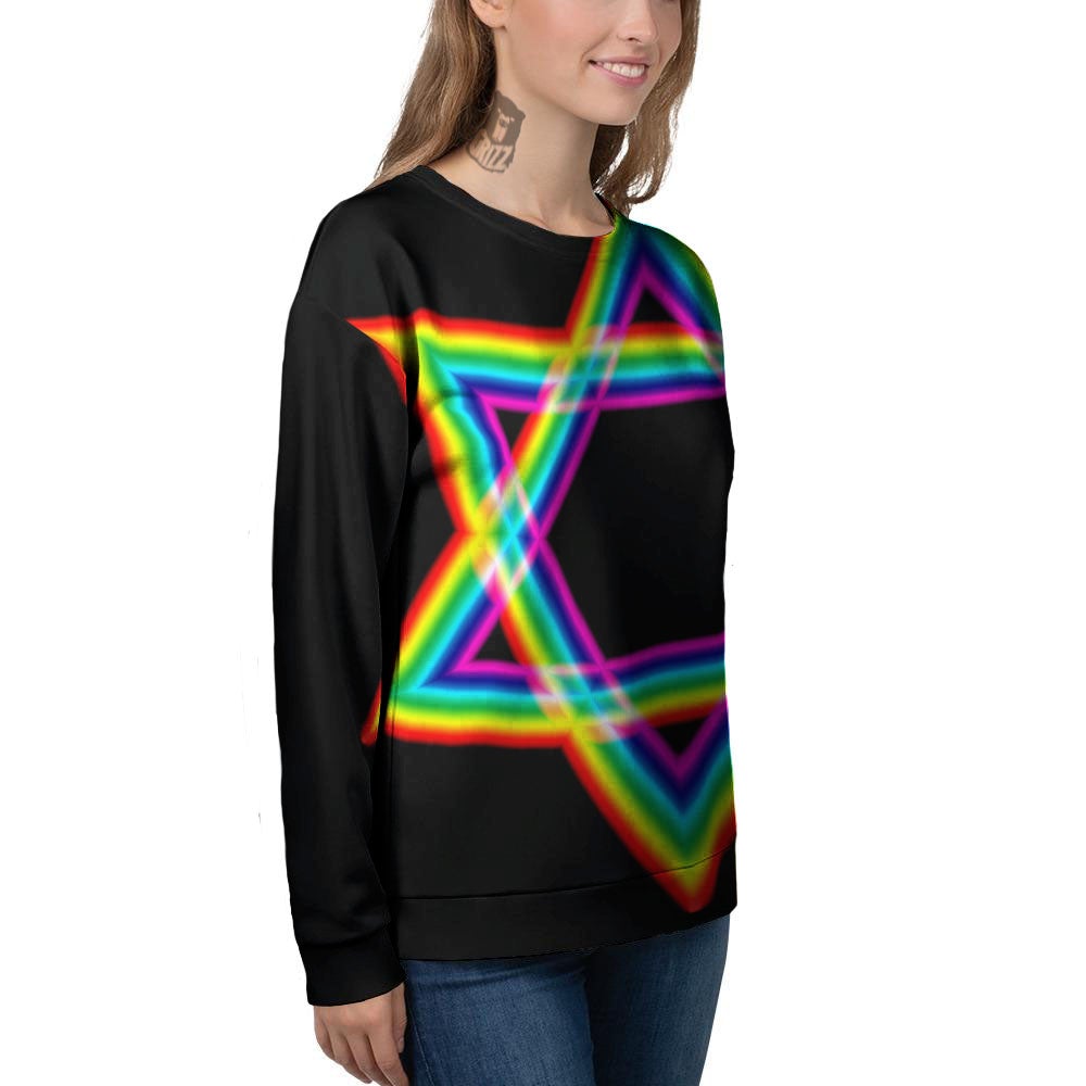 Star Of David Rainbow Print Women's Sweatshirt-grizzshop