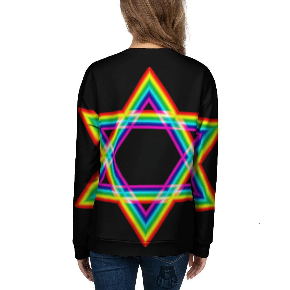 Star Of David Rainbow Print Women's Sweatshirt-grizzshop