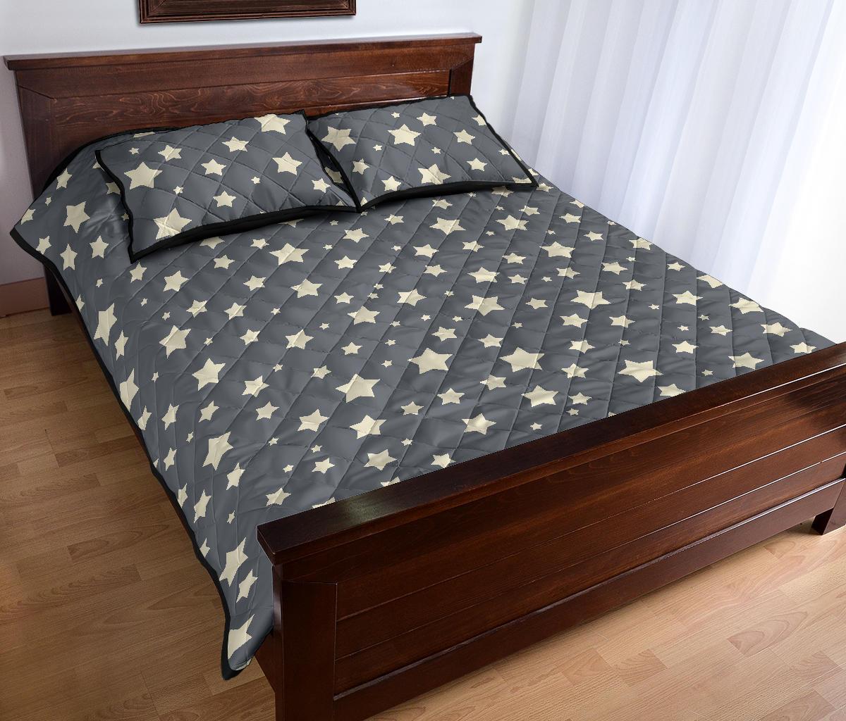 Star Pattern Print Bed Set Quilt-grizzshop