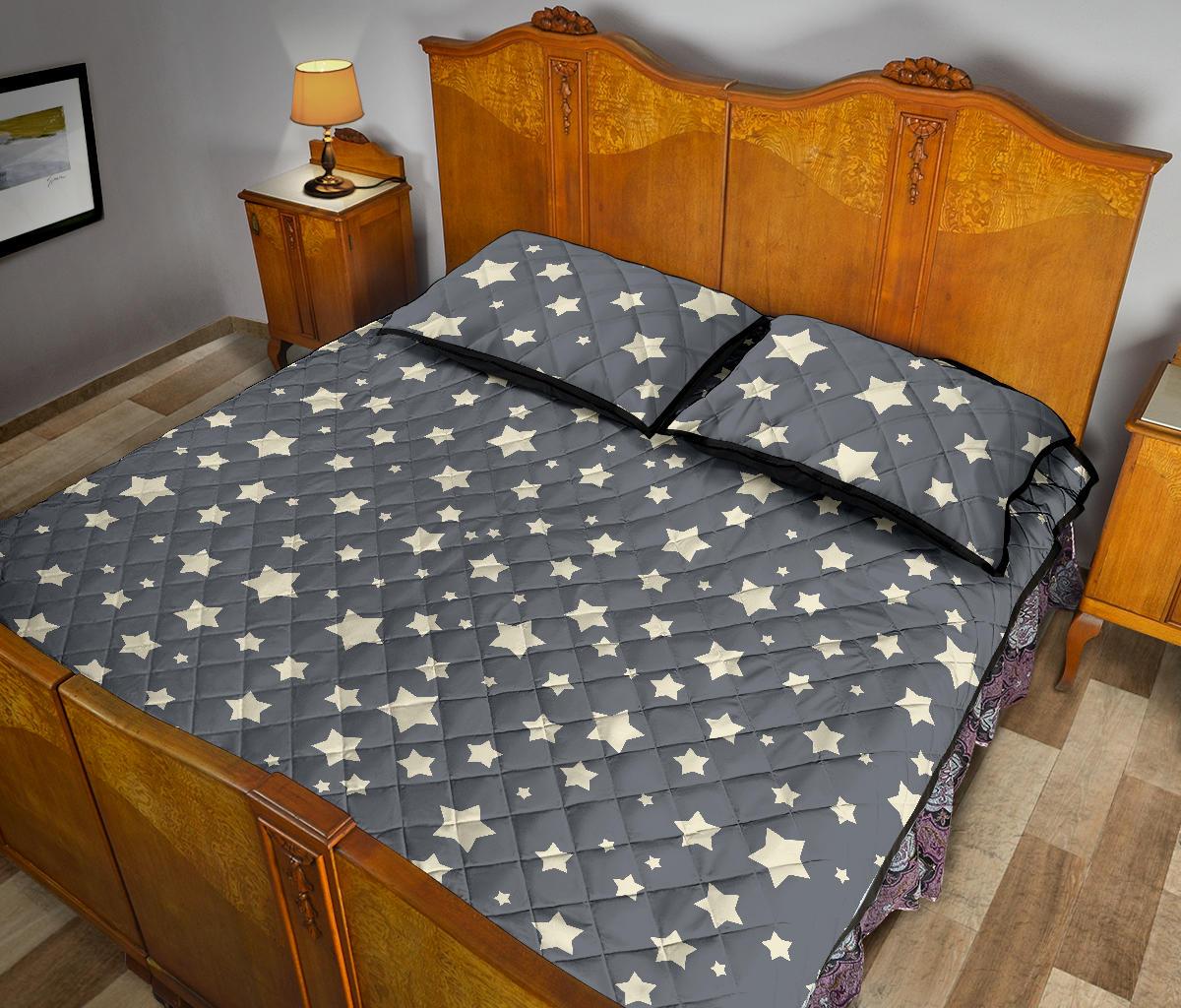 Star Pattern Print Bed Set Quilt-grizzshop
