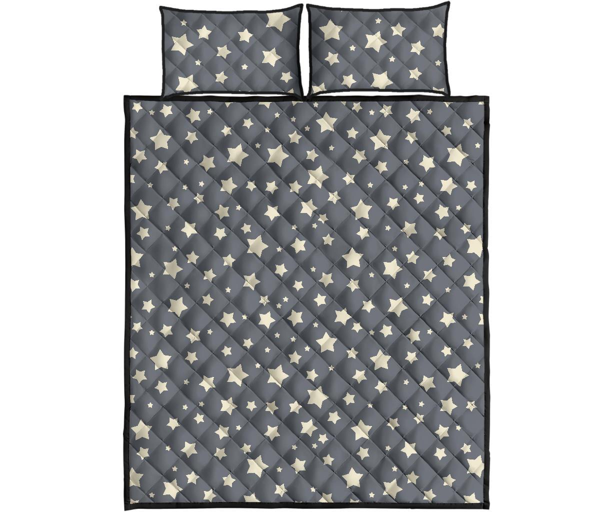 Star Pattern Print Bed Set Quilt-grizzshop