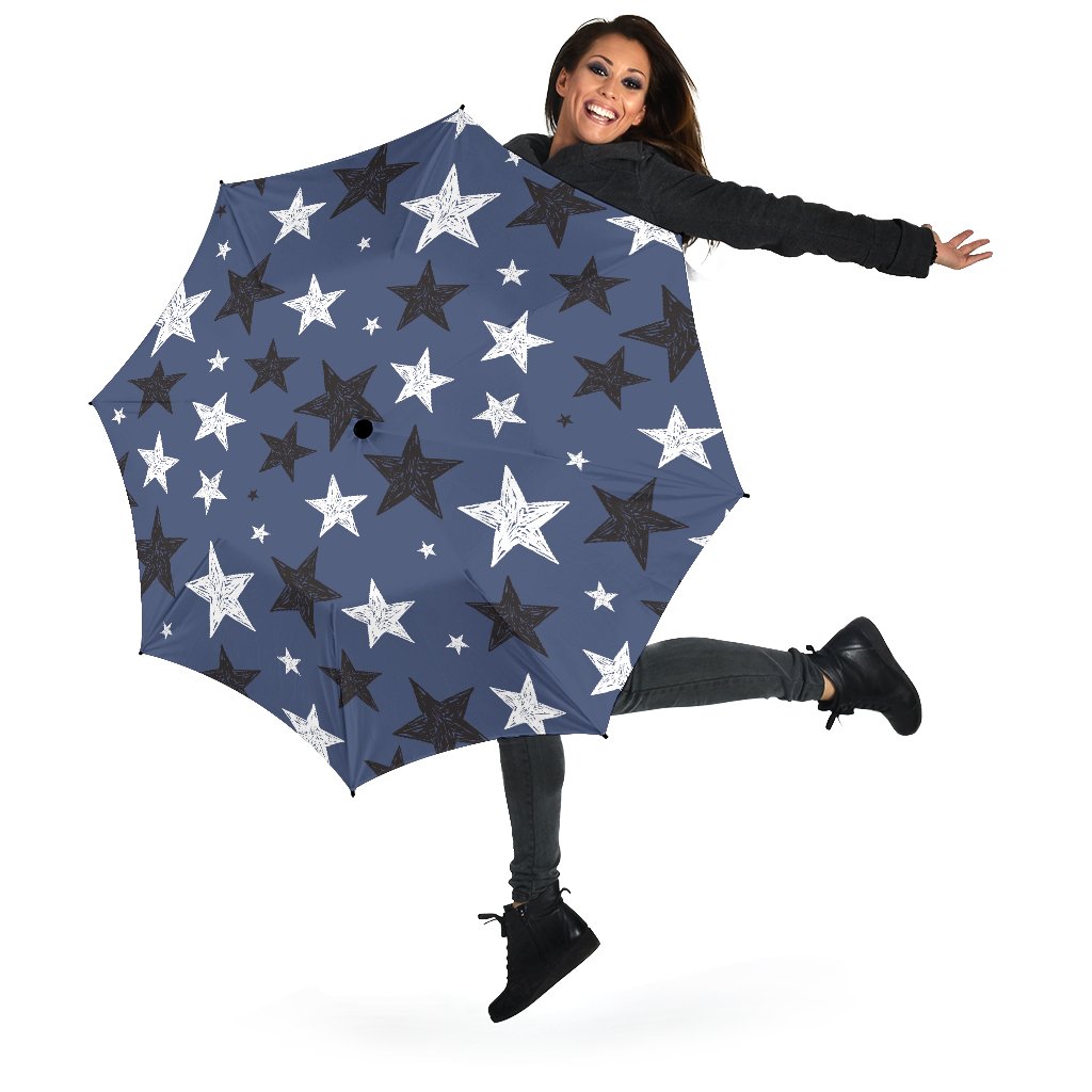 Star Print Pattern Automatic Foldable Umbrella-grizzshop
