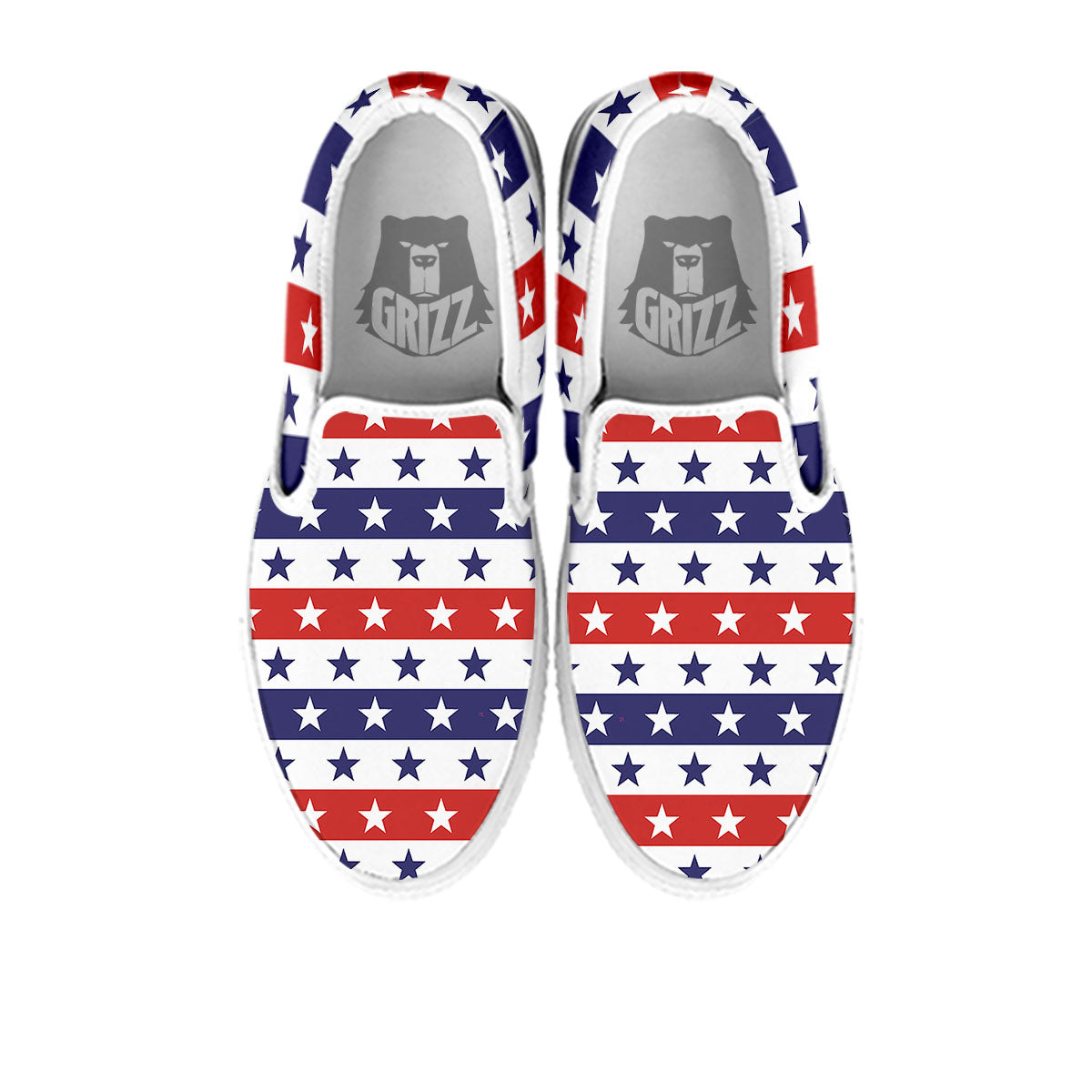 Star USA Patriotic Print Pattern White Slip On Shoes-grizzshop