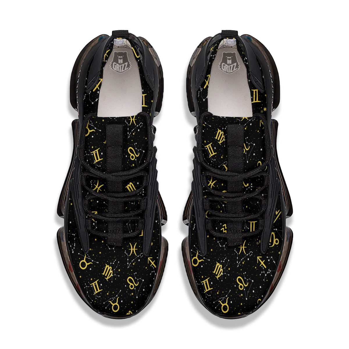 Star Zodiac Signs Print Pattern Black Gym Shoes-grizzshop