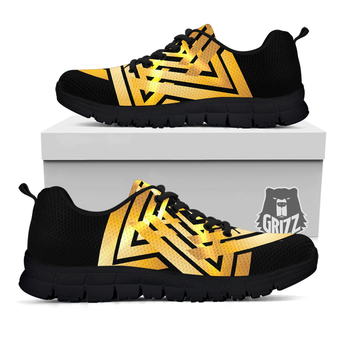 Star of David Gold And Black Print Black Sneaker-grizzshop
