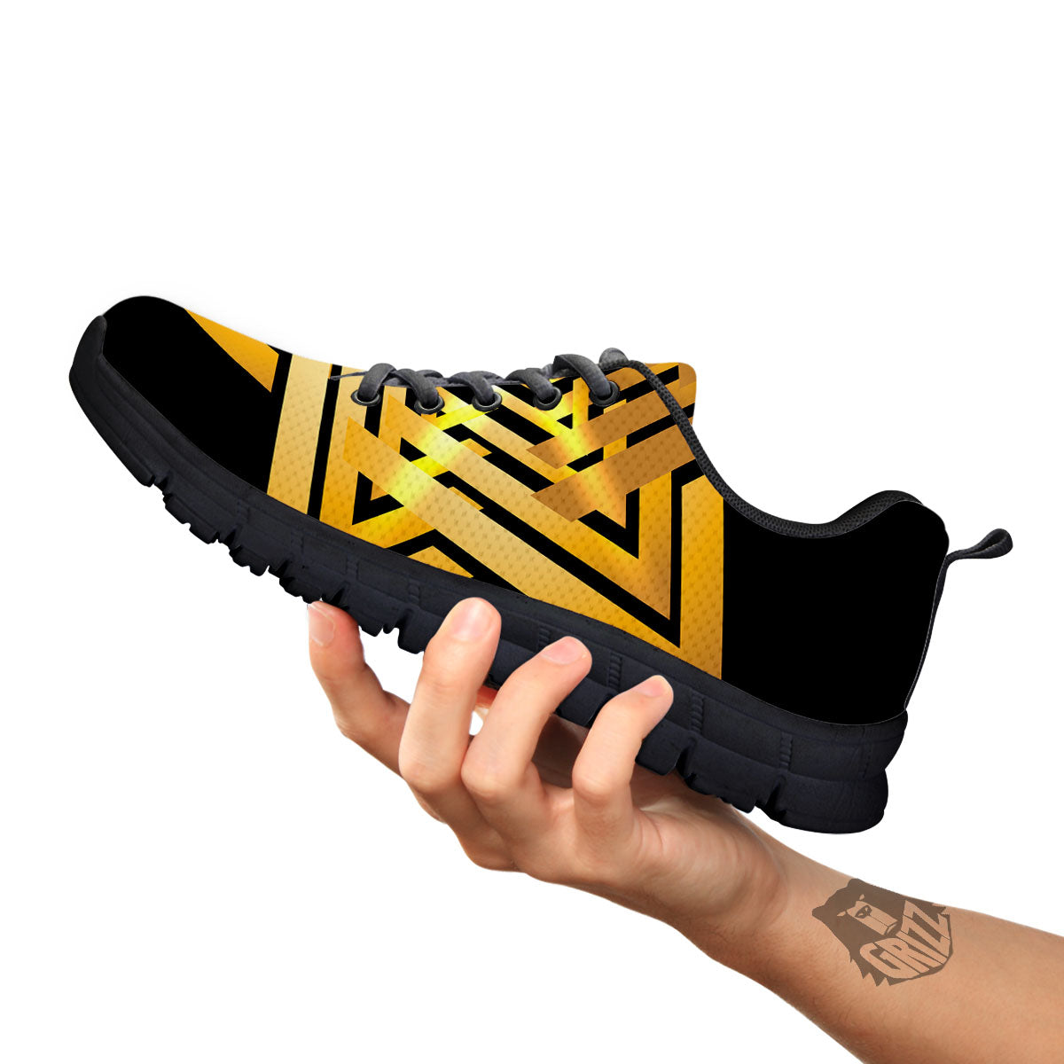 Star of David Gold And Black Print Black Sneaker-grizzshop