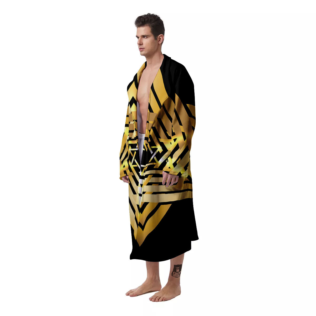 Star of David Gold And Black Print Men's Robe-grizzshop