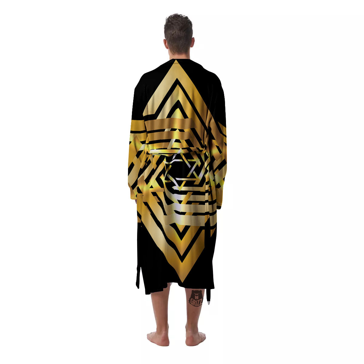 Star of David Gold And Black Print Men's Robe-grizzshop