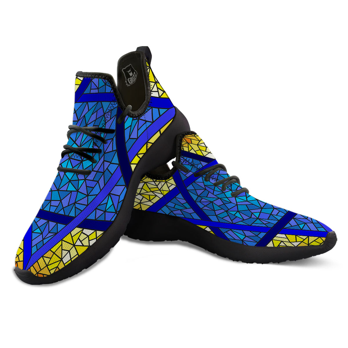 Star of David Stained Glass Print Black Athletic Shoes-grizzshop