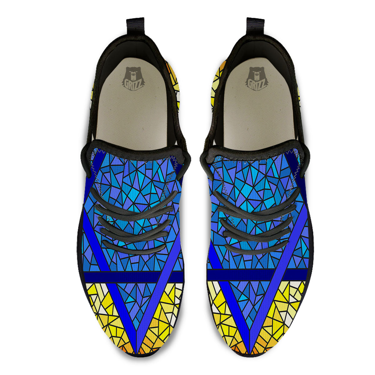 Star of David Stained Glass Print Black Athletic Shoes-grizzshop