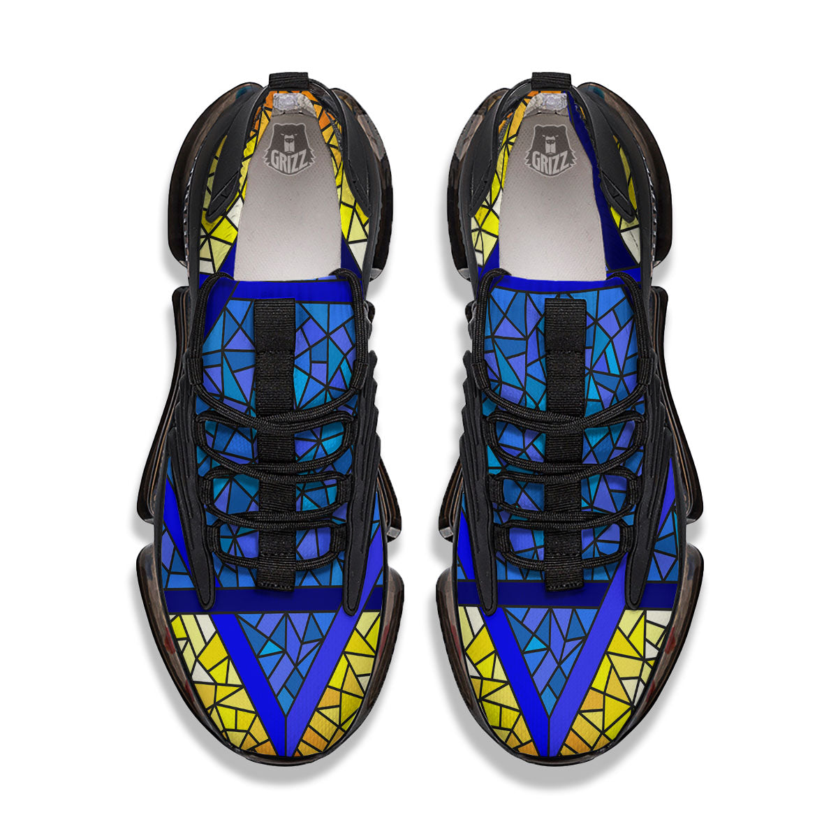 Star of David Stained Glass Print Black Gym Shoes-grizzshop