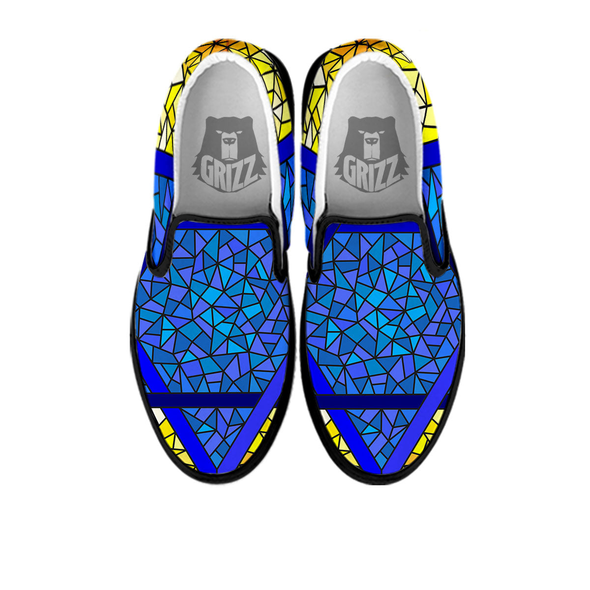 Star of David Stained Glass Print Black Slip On Shoes-grizzshop