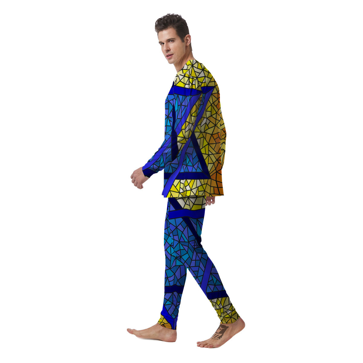 Star of David Stained Glass Print Men's Pajamas-grizzshop