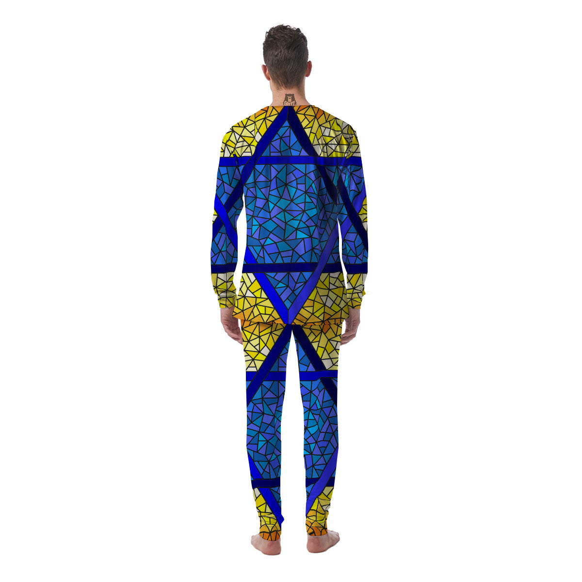 Star of David Stained Glass Print Men's Pajamas-grizzshop