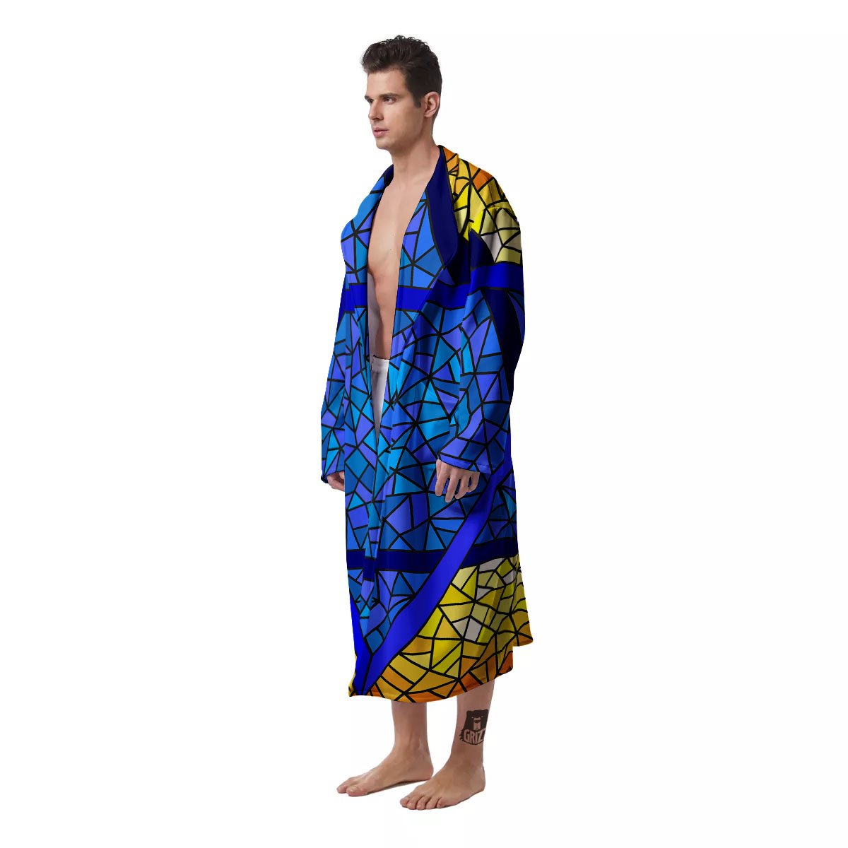 Star of David Stained Glass Print Men's Robe-grizzshop
