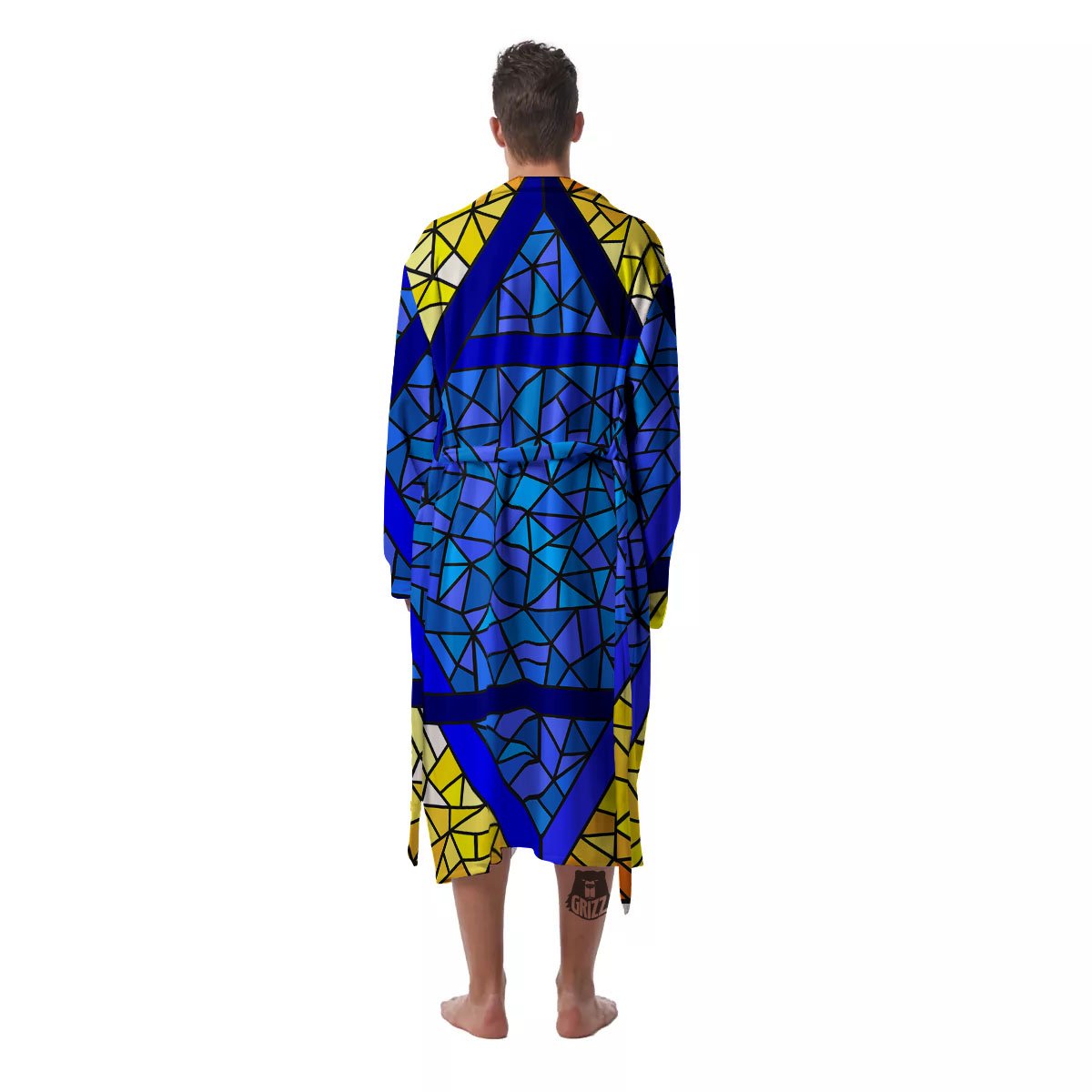 Star of David Stained Glass Print Men's Robe-grizzshop