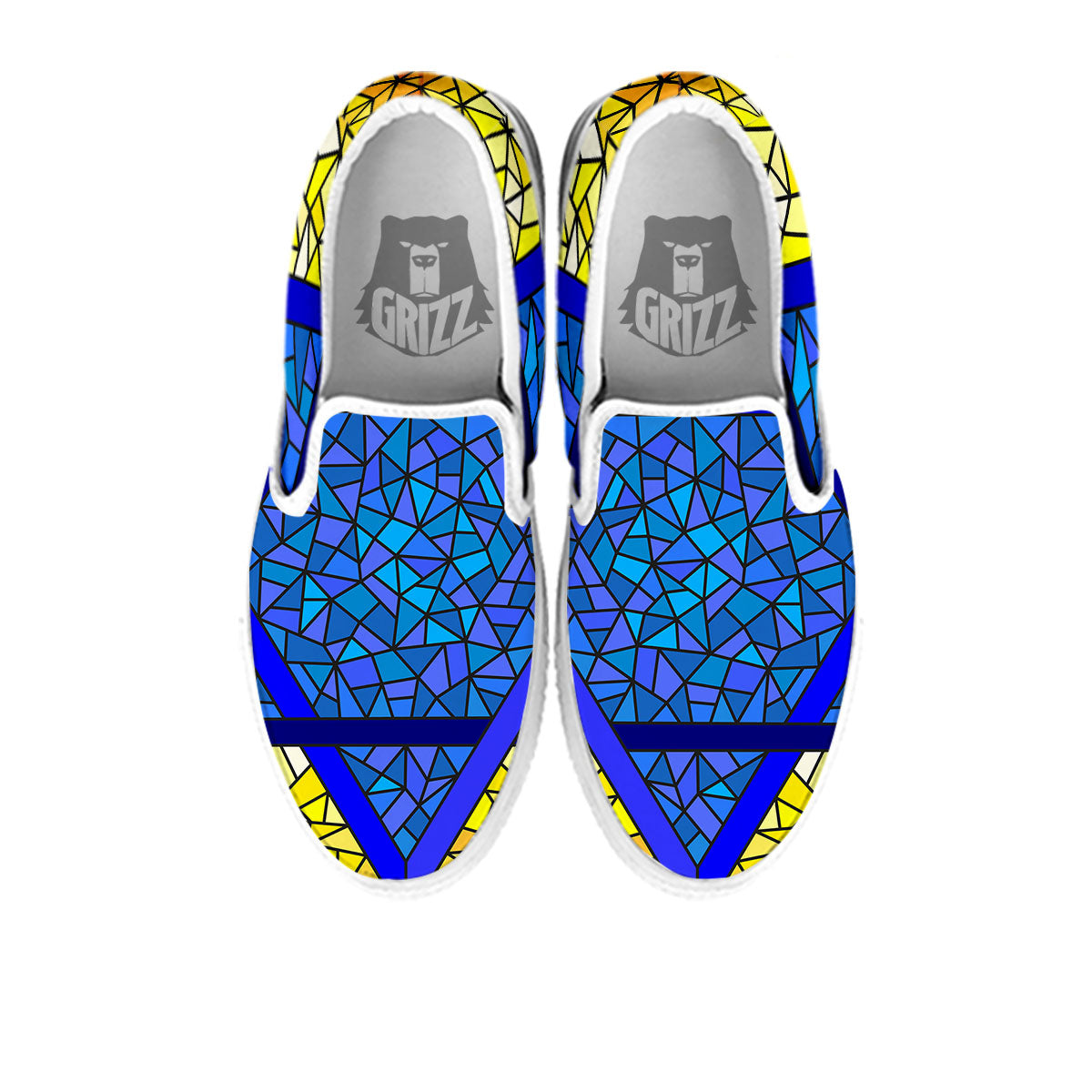 Star of David Stained Glass Print White Slip On Shoes-grizzshop