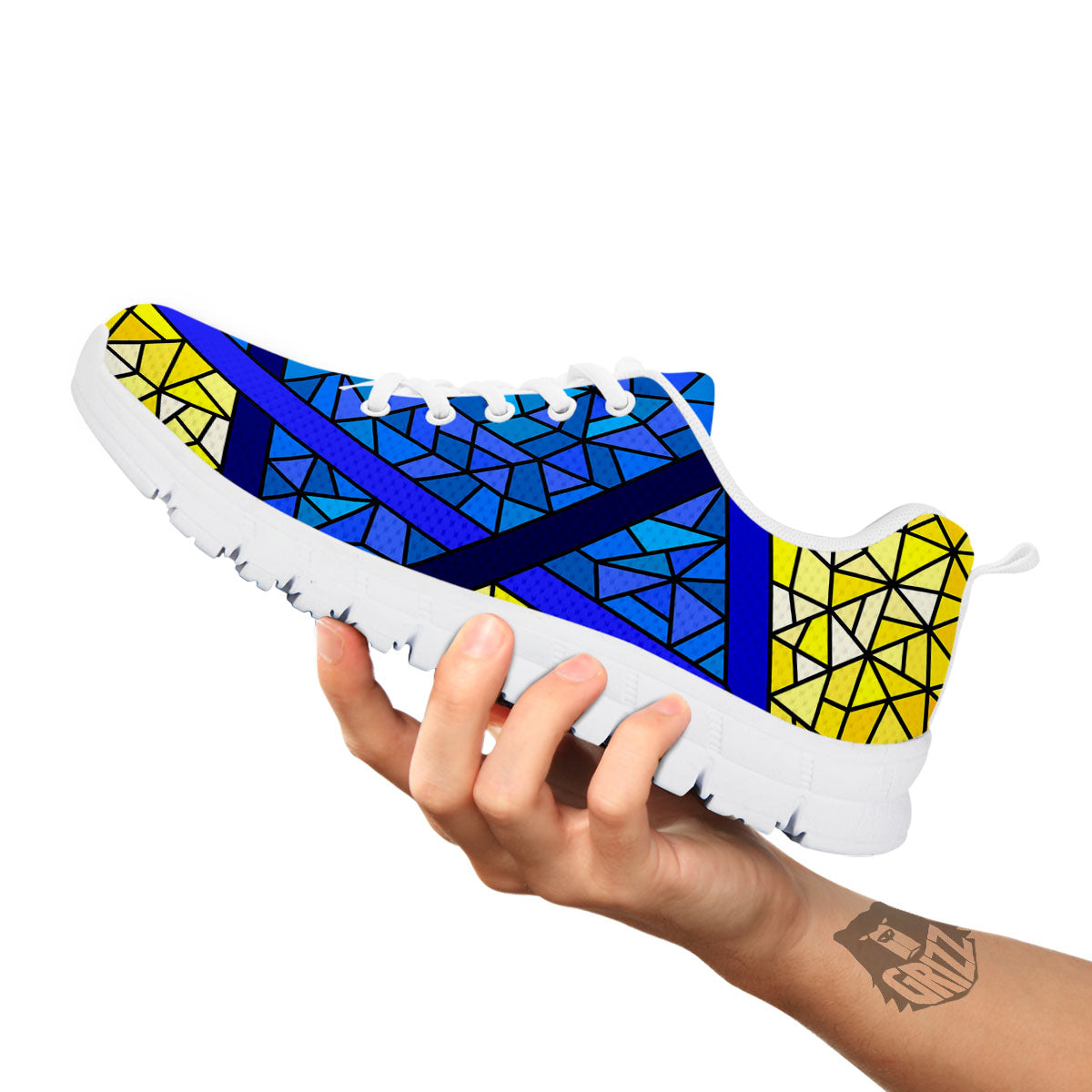 Star of David Stained Glass Print White Sneaker-grizzshop