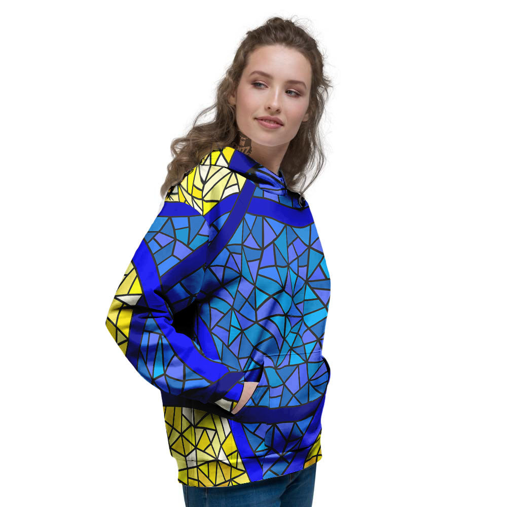 Star of David Stained Glass Print Women's Hoodie-grizzshop