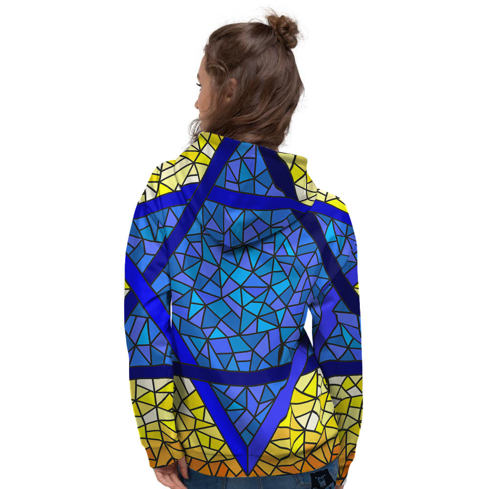 Star of David Stained Glass Print Women's Hoodie-grizzshop