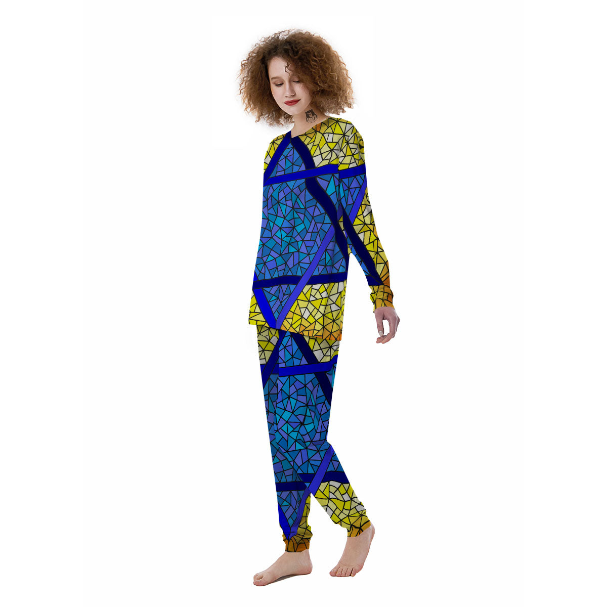 Star of David Stained Glass Print Women's Pajamas-grizzshop