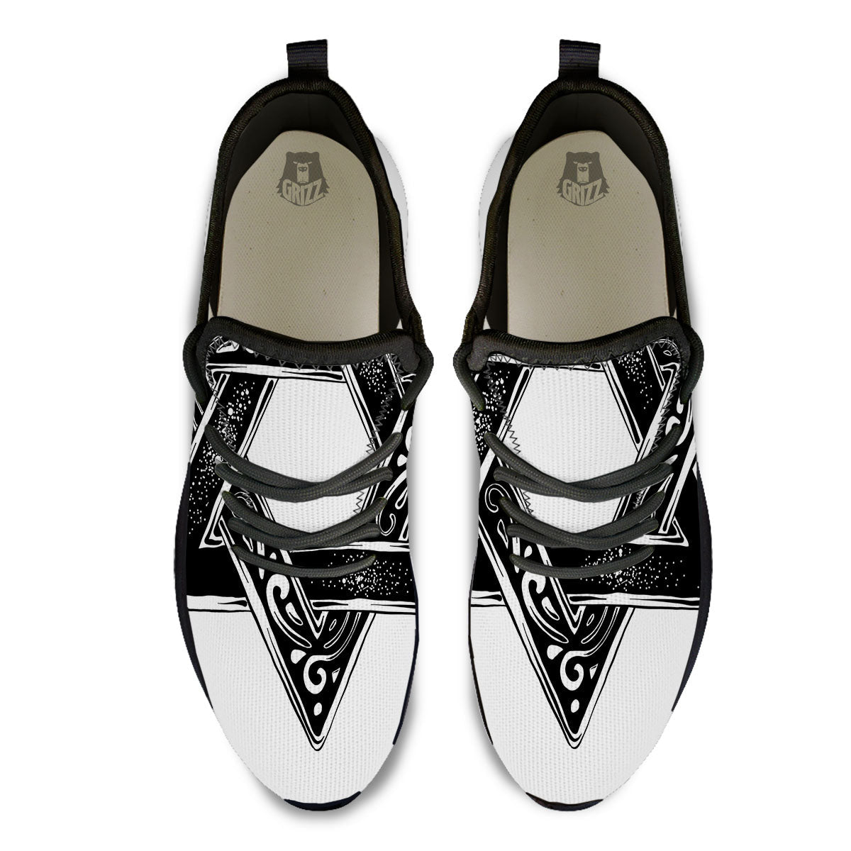 Star of David White And Black Print Black Athletic Shoes-grizzshop