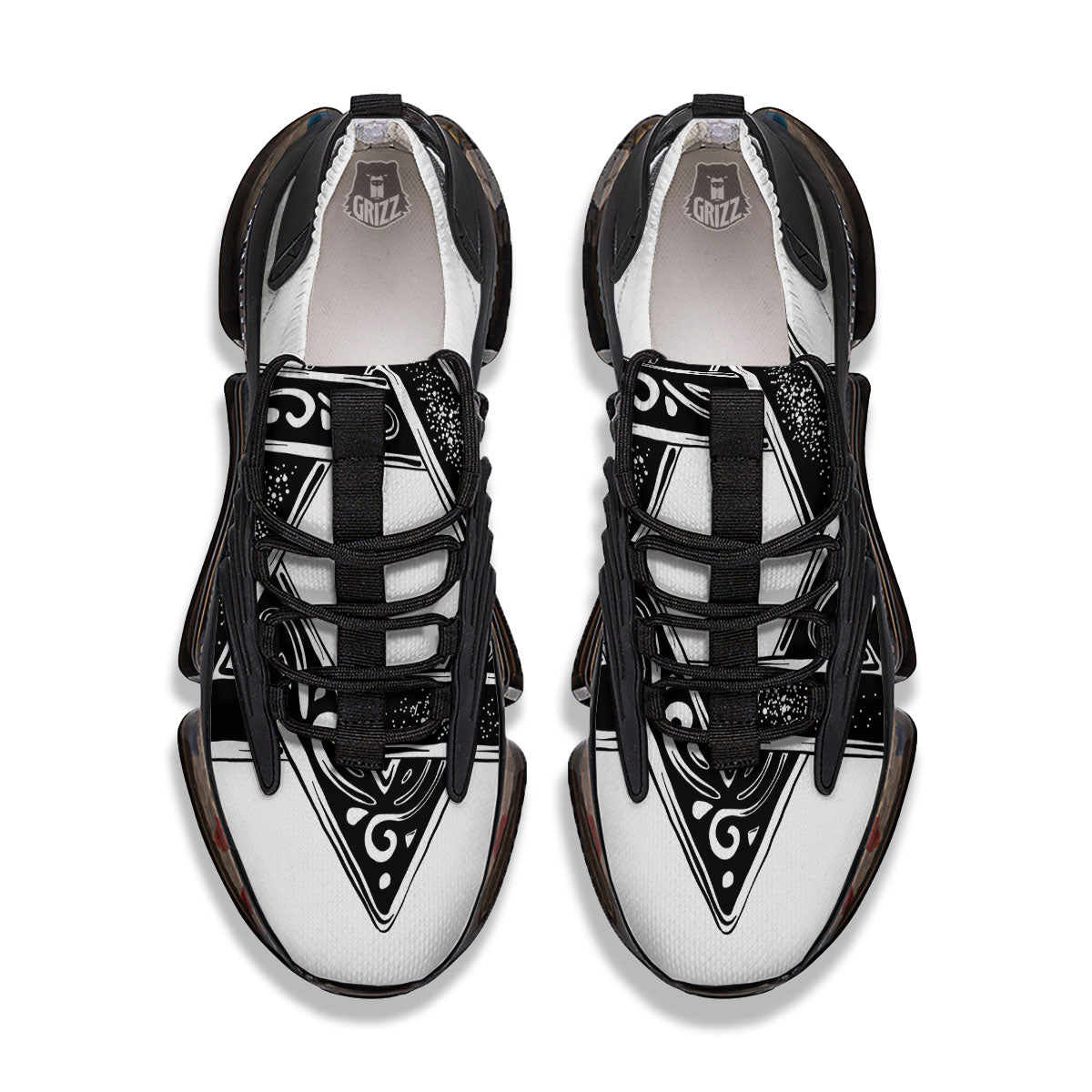 Star of David White And Black Print Black Gym Shoes-grizzshop