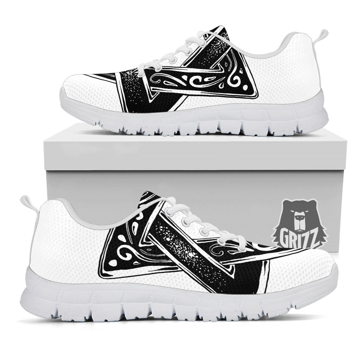 Star of David White And Black Print White Sneaker-grizzshop