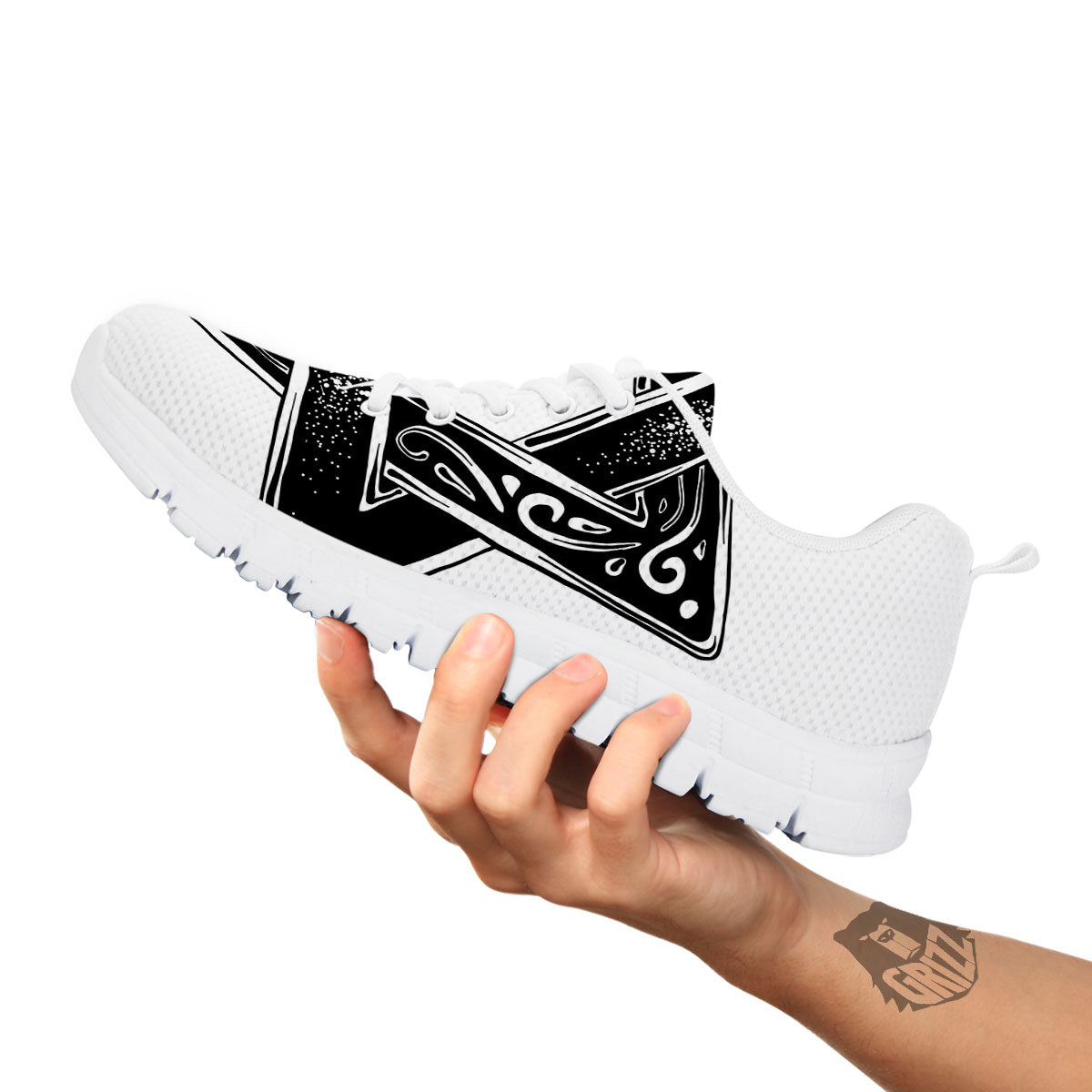 Star of David White And Black Print White Sneaker-grizzshop