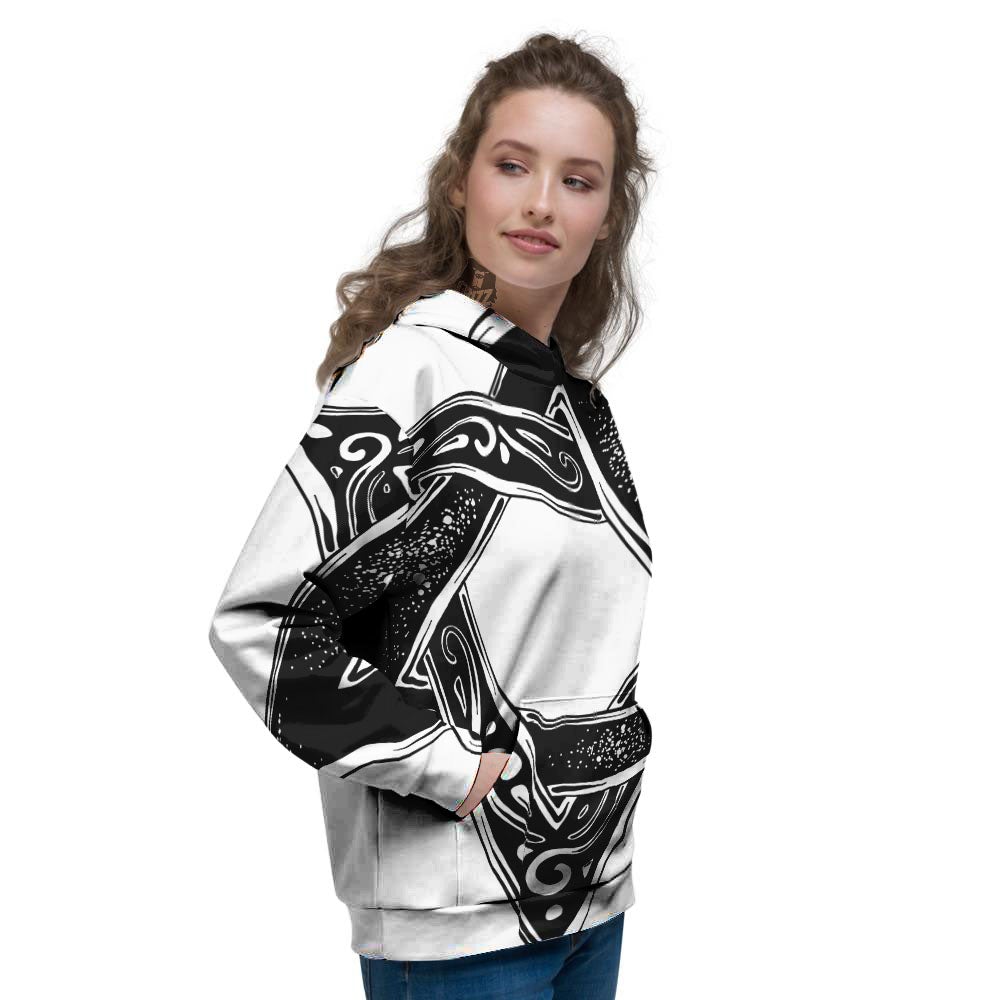 Star of David White And Black Print Women's Hoodie-grizzshop