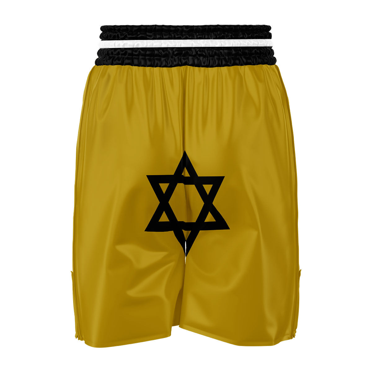 Star of David Yellow And Black Print Boxing Shorts-grizzshop