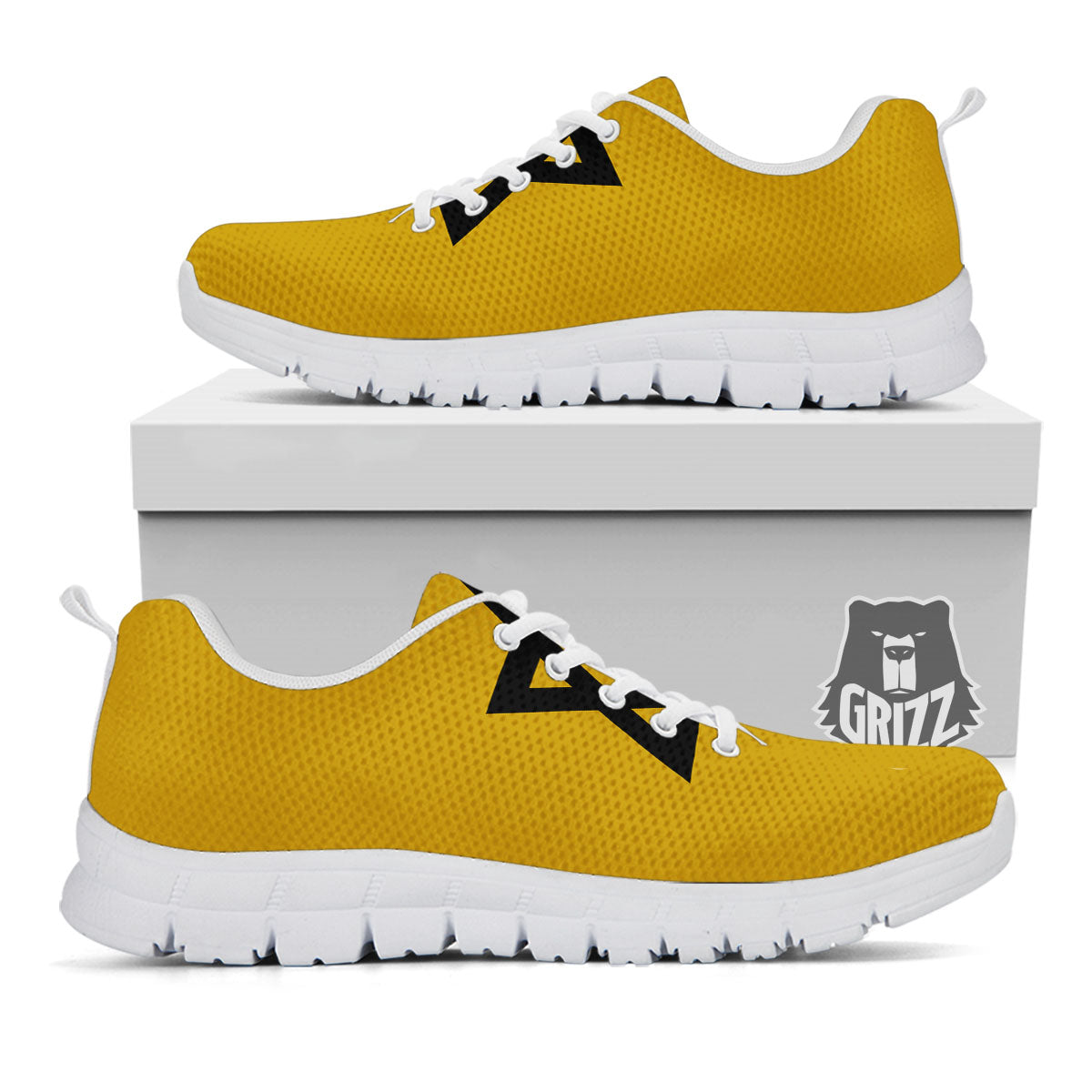 Star of David Yellow And Black Print White Sneaker-grizzshop