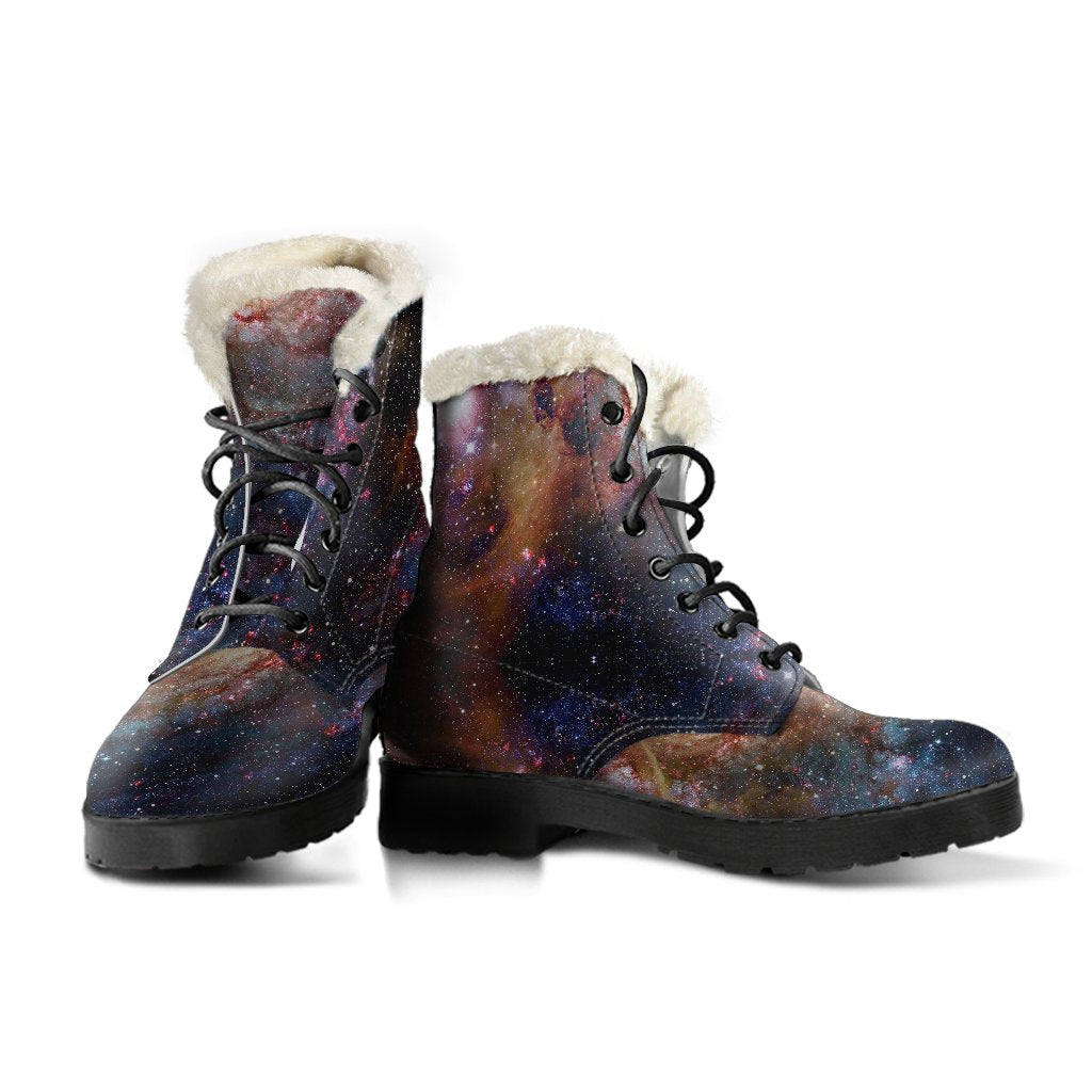 Stardust Space Galaxy Purple Print Comfy Winter Boots-grizzshop