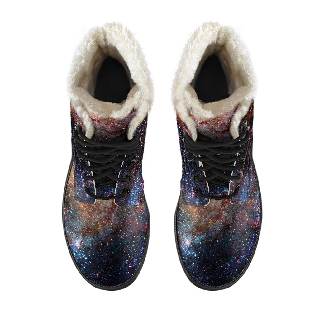 Stardust Space Galaxy Purple Print Comfy Winter Boots-grizzshop