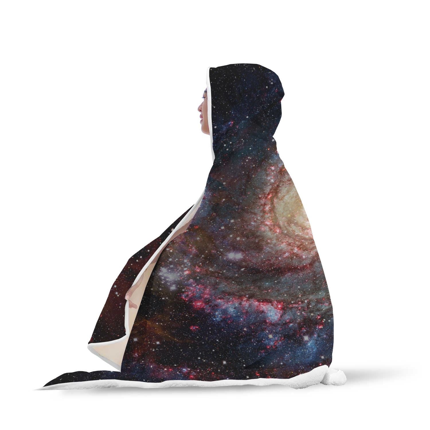 Stardust Space Galaxy Purple Print Hooded Blanket-grizzshop